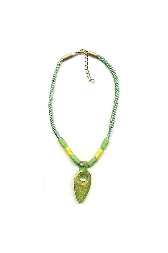 NECKLACE HAND AXE GREEN YELLOW 45CM