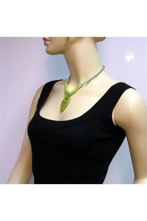 NECKLACE HAND AXE GREEN YELLOW 45CM