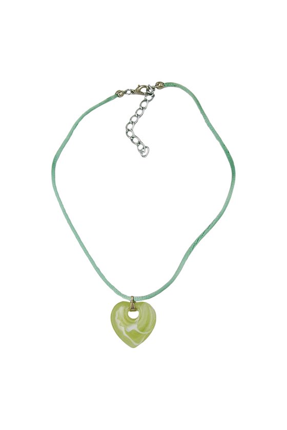 NECKLACE HEART WITH HOLE GREEN