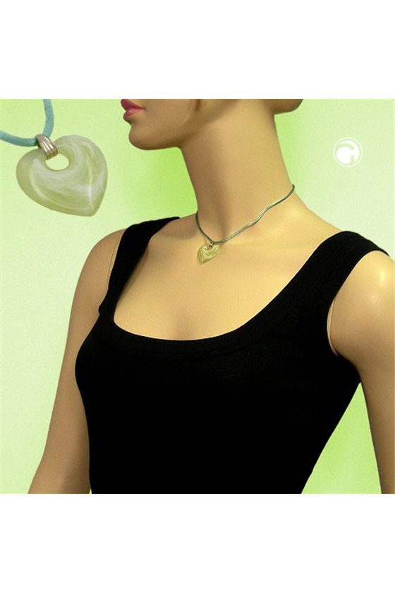 NECKLACE HEART WITH HOLE GREEN