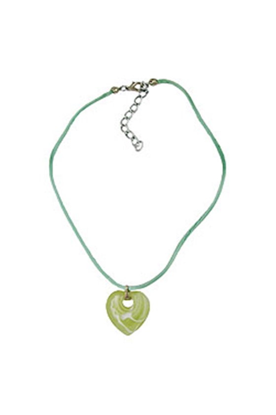 NECKLACE HEART WITH HOLE GREEN