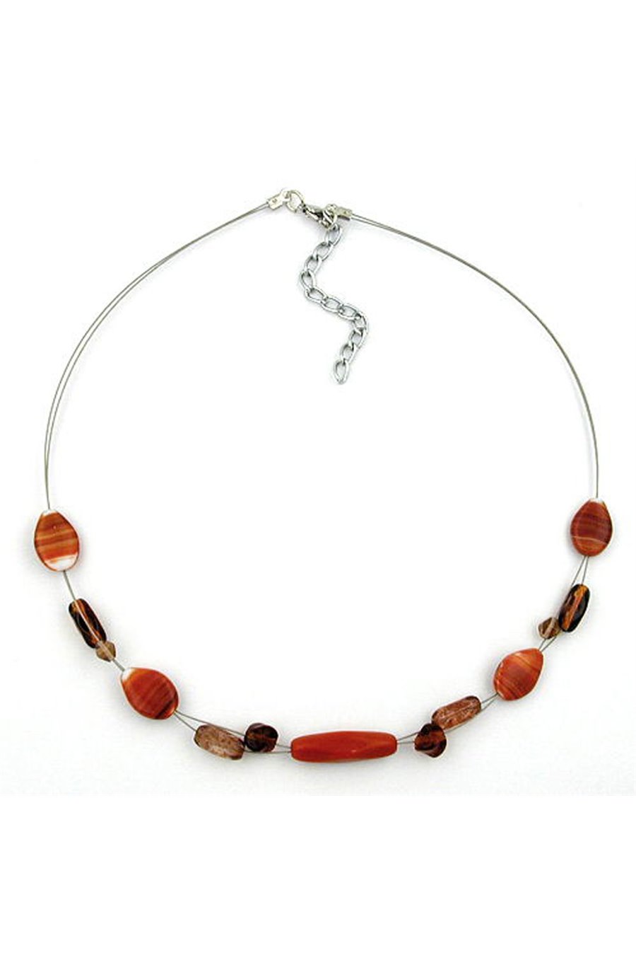 NECKLACE GLASS BEADS RUST BROWN 44CM