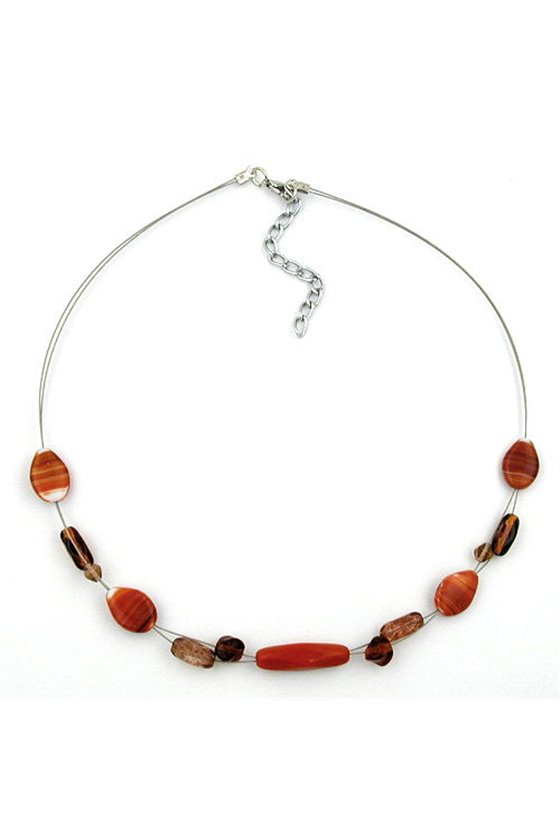 NECKLACE GLASS BEADS RUST BROWN 44CM