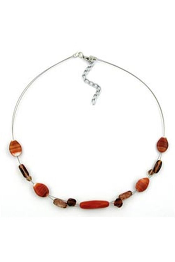 NECKLACE GLASS BEADS RUST BROWN 44CM