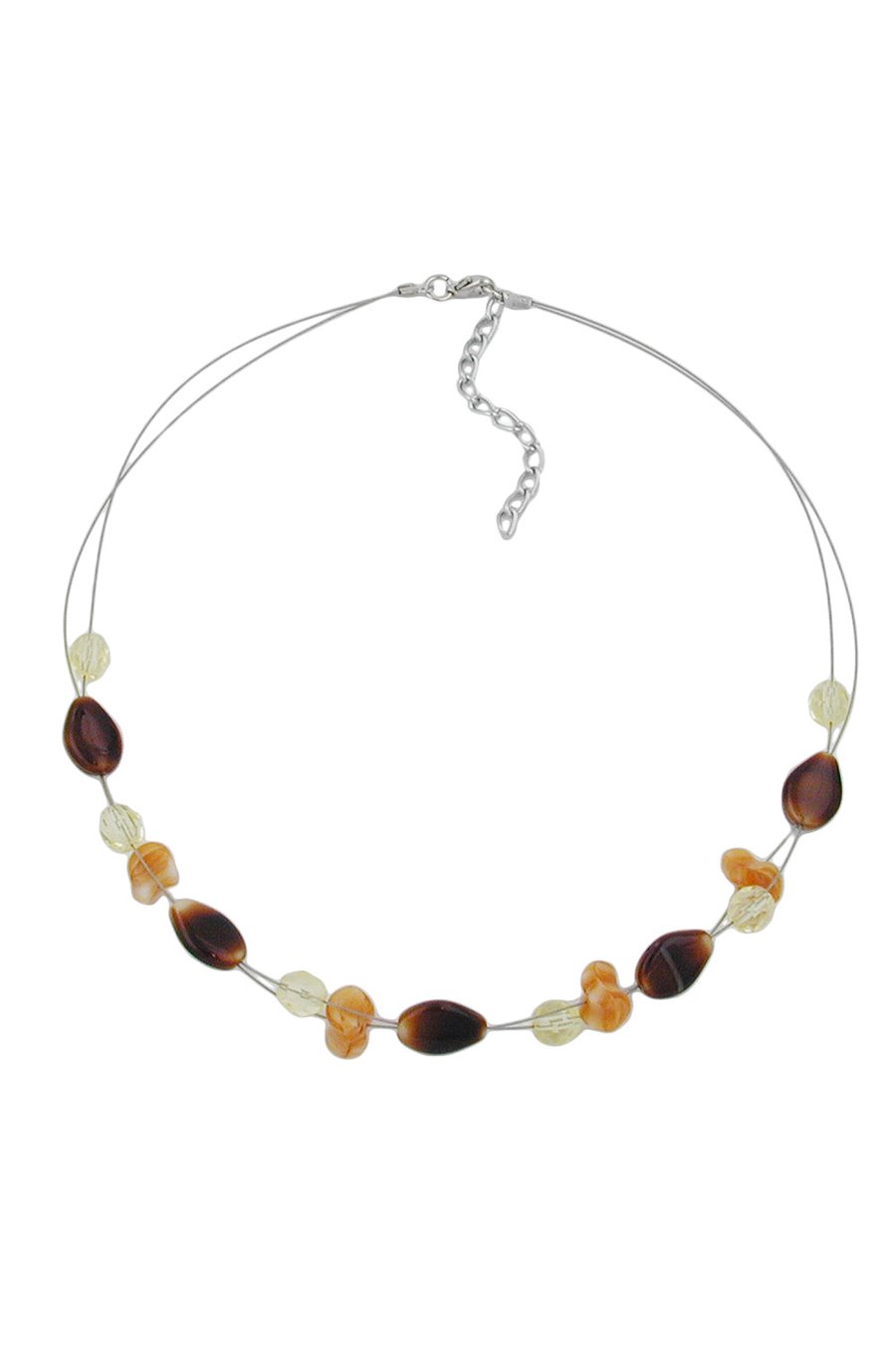 NECKLACE GLASS BEADS BROWN 44CM