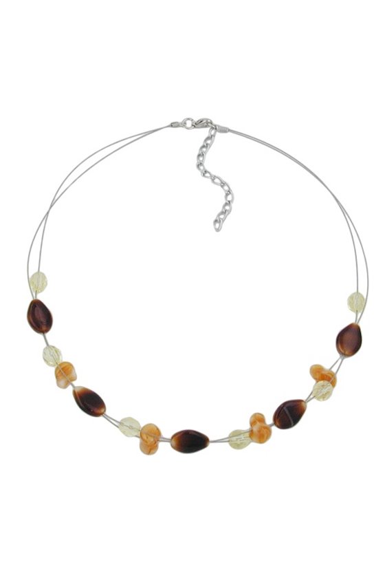NECKLACE GLASS BEADS BROWN 44CM