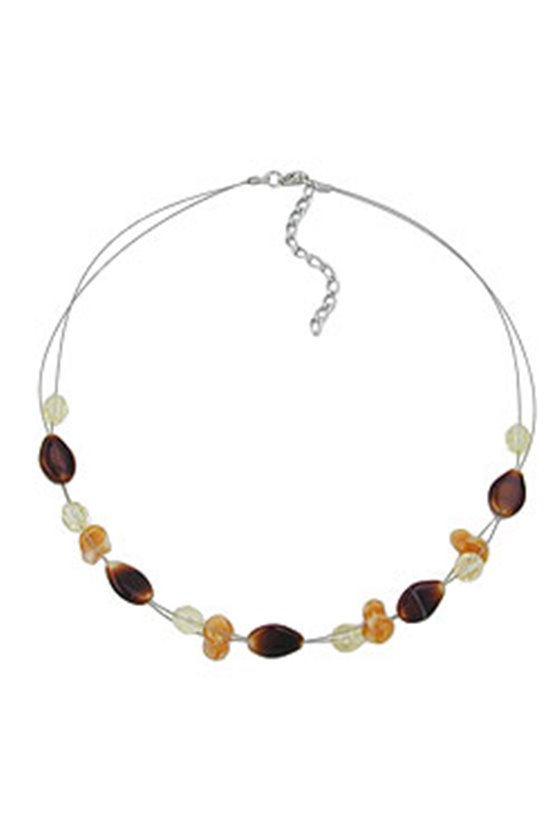 NECKLACE GLASS BEADS BROWN 44CM