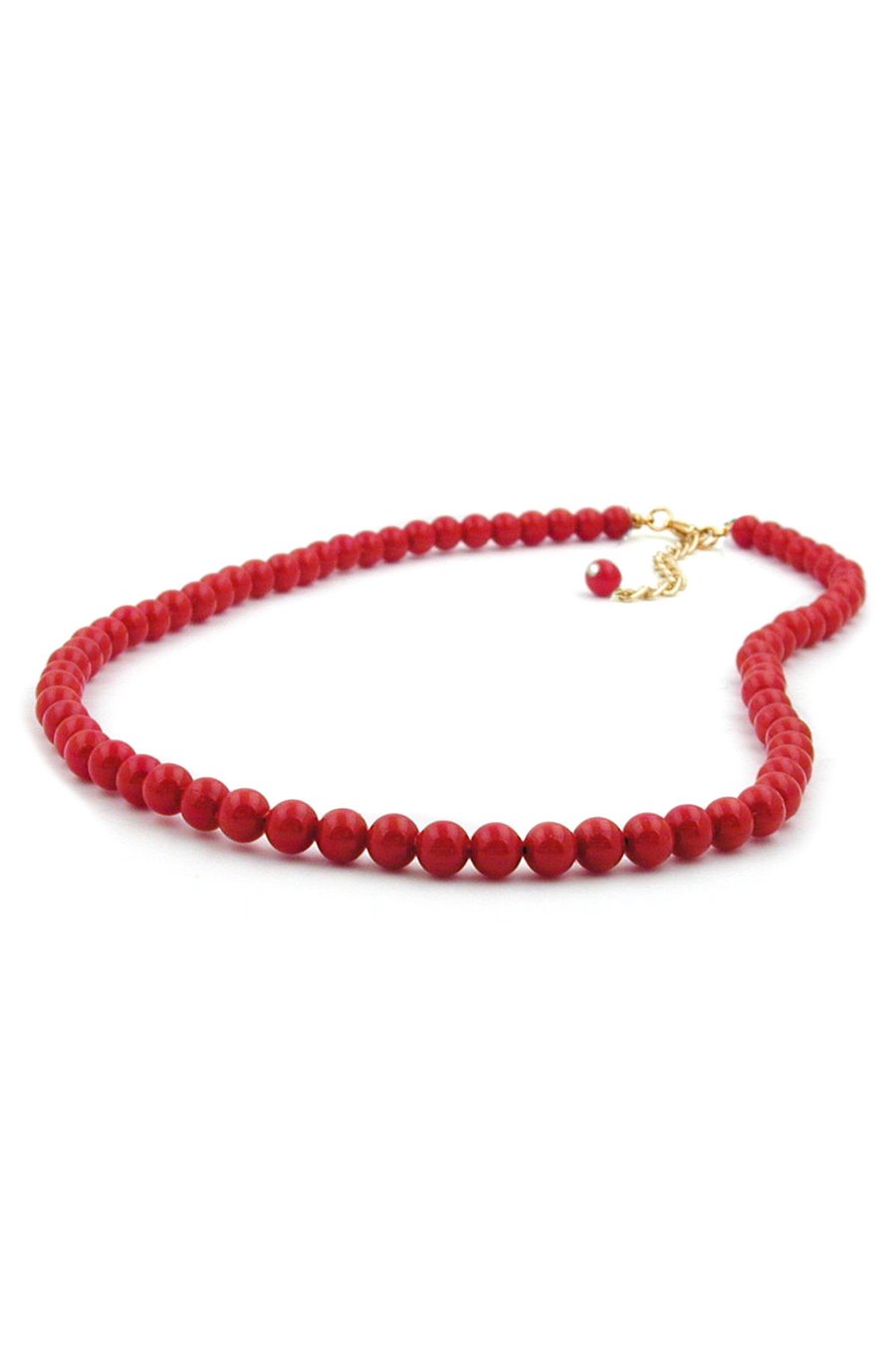 NECKLACE RED BEADS 6MM GLOSSY
