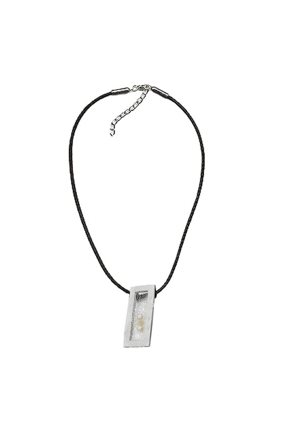 NECKLACE SQUARE WAX-WHITE & SILVER 45CM
