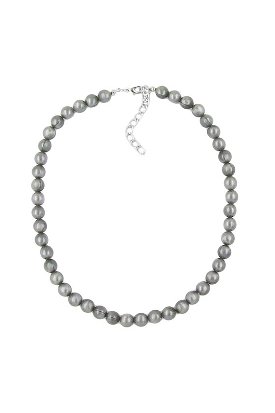 NECKLACE SILKY SHIMMERING LIGHT GREY BEADS