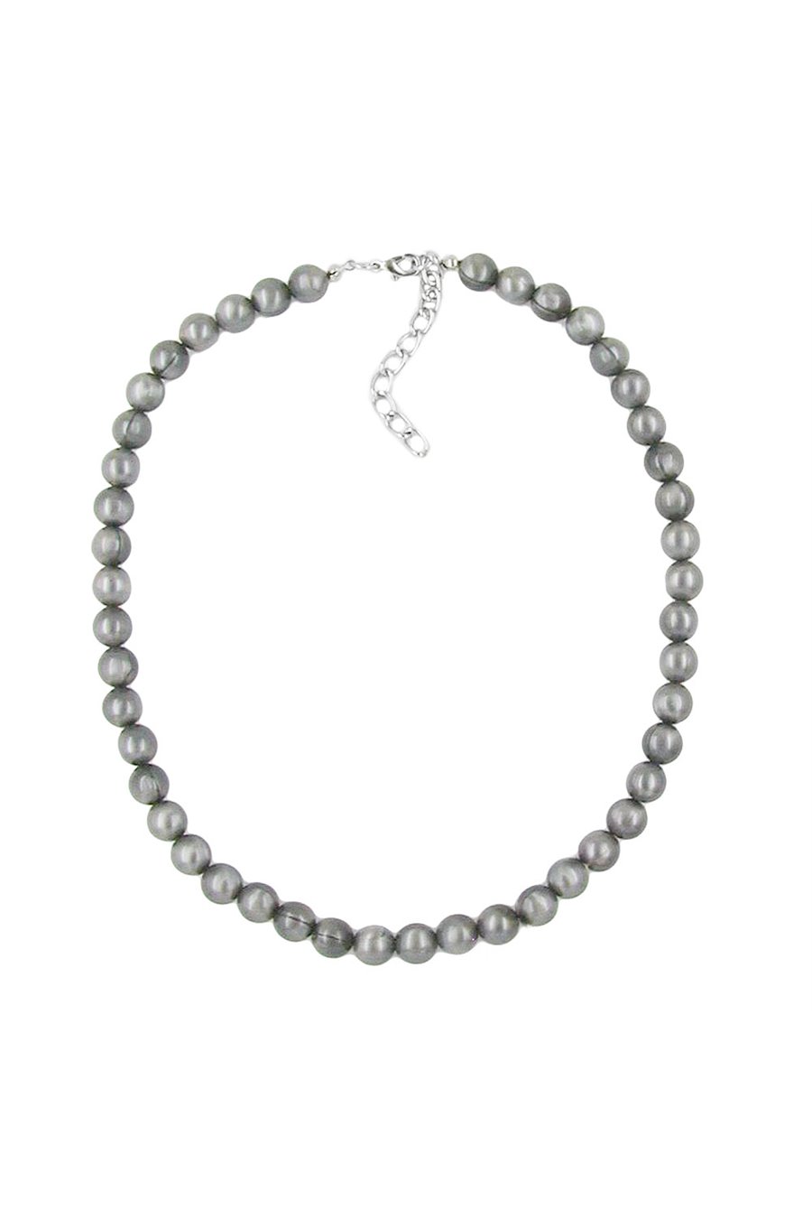 NECKLACE SILKY SHIMMERING LIGHT GREY BEADS