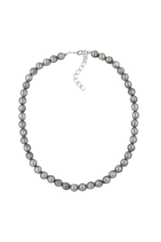 NECKLACE SILKY SHIMMERING LIGHT GREY BEADS