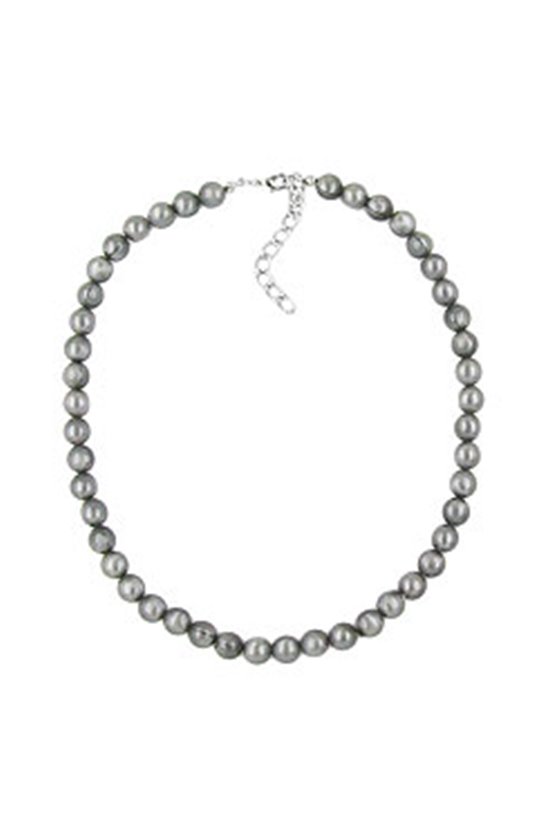NECKLACE SILKY SHIMMERING LIGHT GREY BEADS