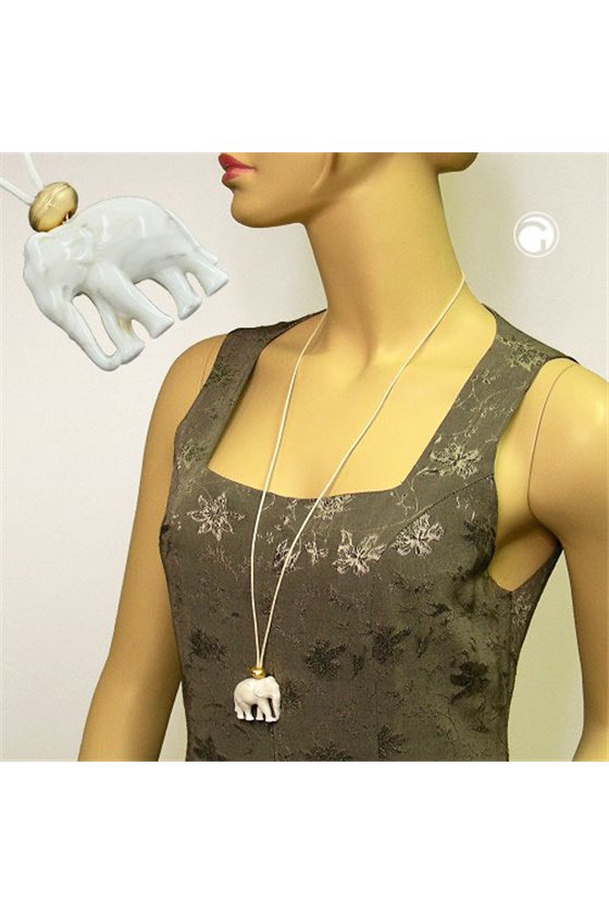 NECKLACE ELEPHANT WHITE/ GOLD COLOURED