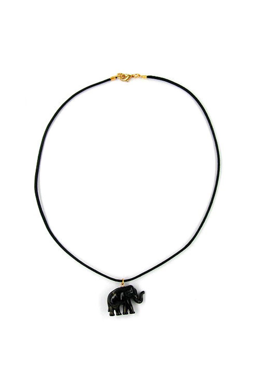 NECKLACE TINY ELEPHANT BLACK-GOLD