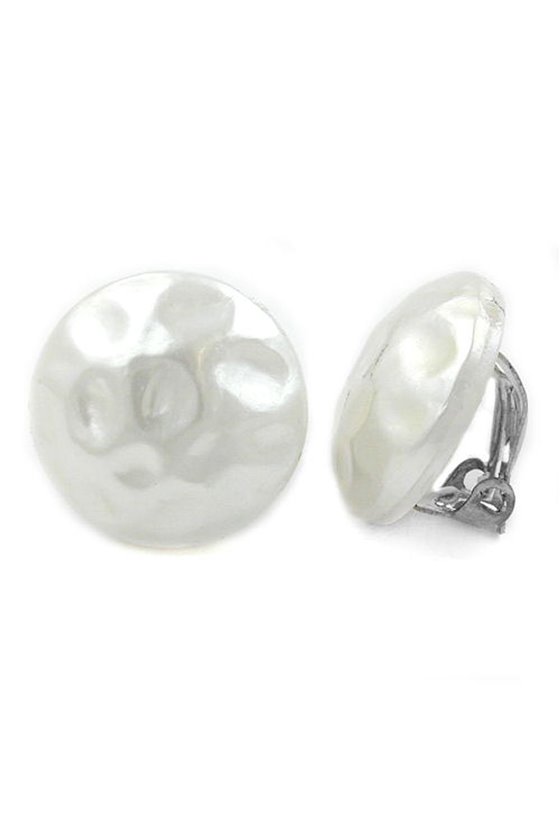 CLIP-ON EARRING ROUND WHITE PATTERN