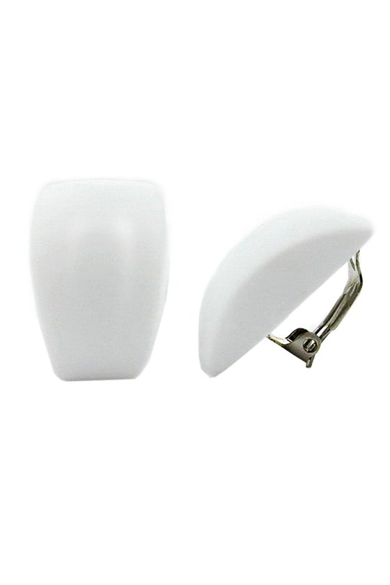 CLIP-ON EARRING TRAPEZIUM WHITE MATTE