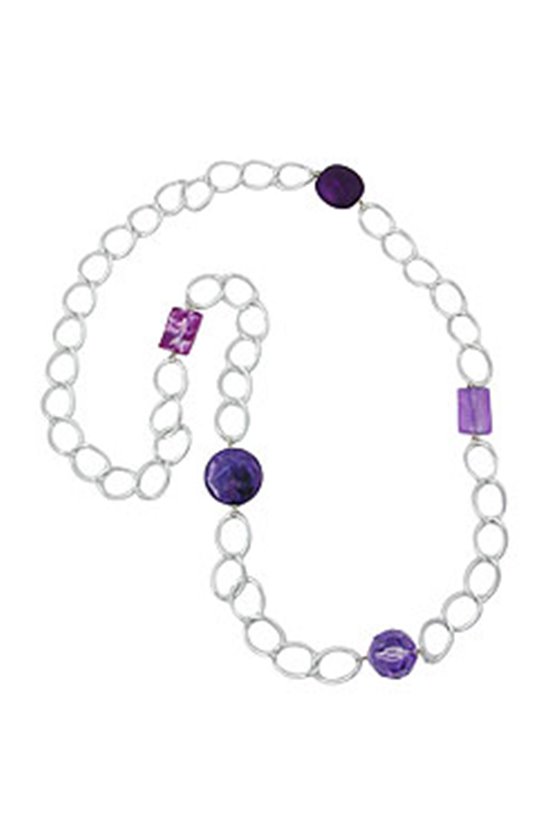 NECKLACE WIDE CURB CHAIN LILAC PEARL 100CM