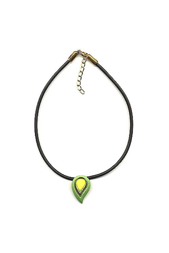 NECKLACE PENDANT GREEN/ YELLOW MATTE POLISHED