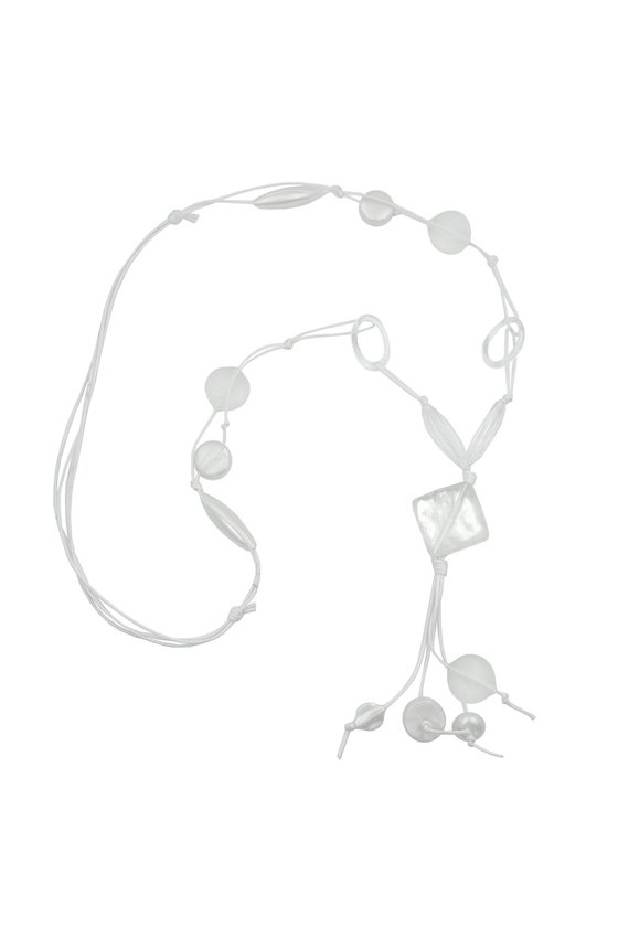 NECKLACE SQUARE CRYSTAL-WHITE 90CM
