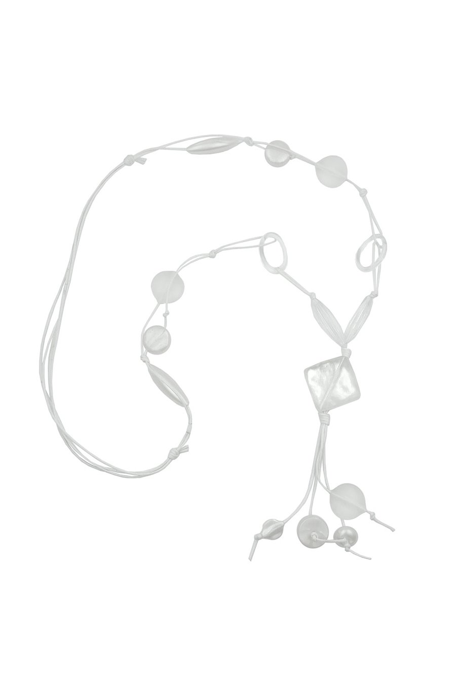 NECKLACE SQUARE CRYSTAL-WHITE 90CM