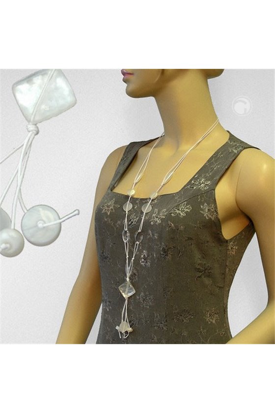 NECKLACE SQUARE CRYSTAL-WHITE 90CM