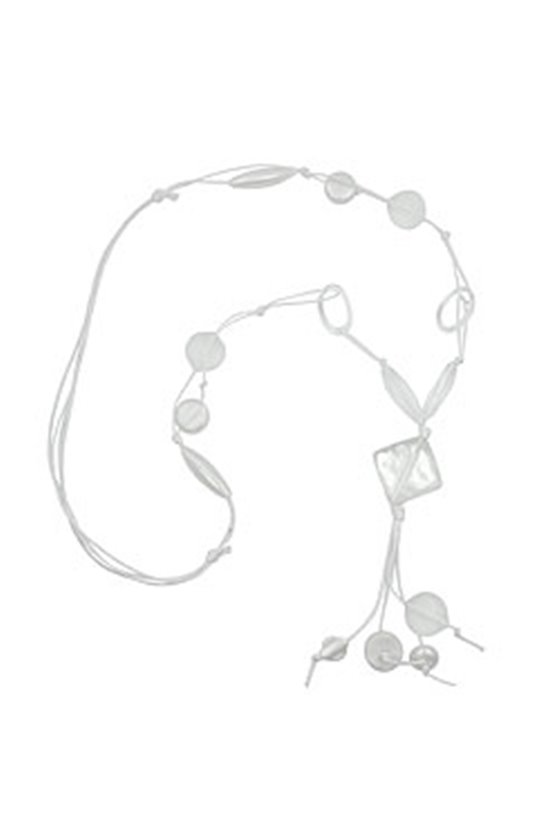 NECKLACE SQUARE CRYSTAL-WHITE 90CM