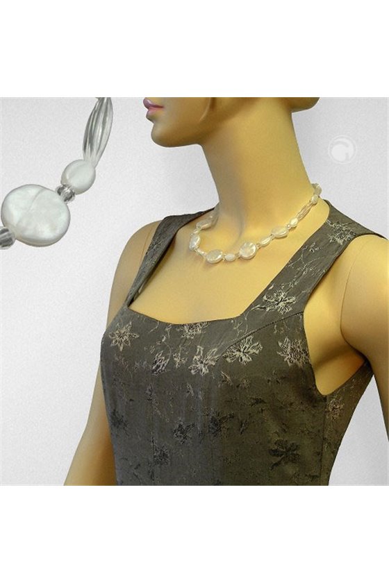 NECKLACE DISK WAX-WHITE 47CM