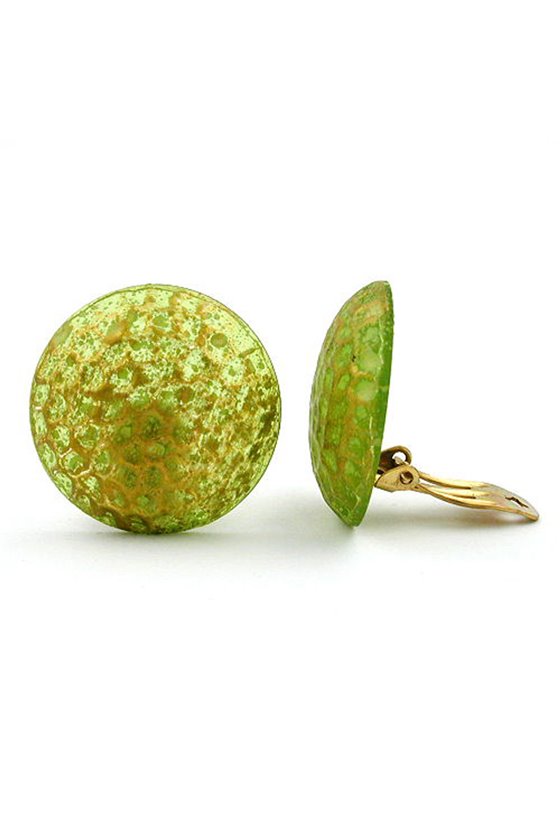 CLIP-ON EARRING GREEN MATTE TEXTURE