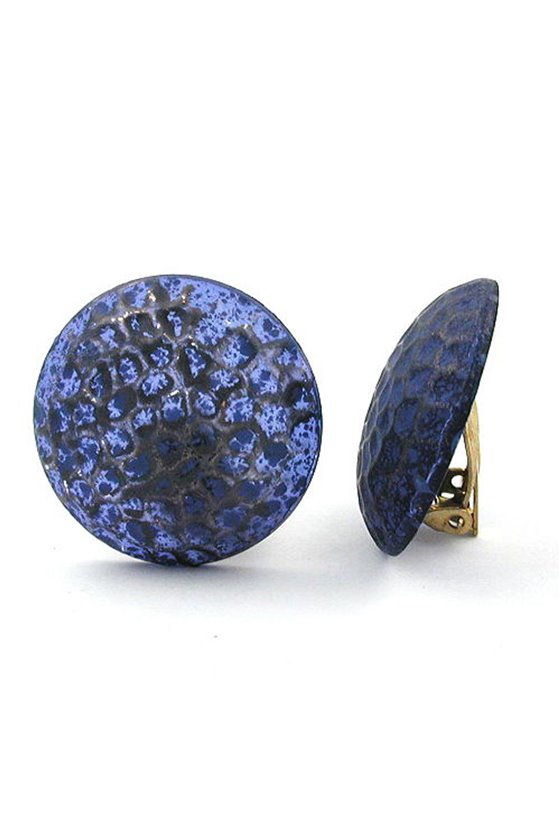CLIP-ON EARRING ROUND DARK BLUE