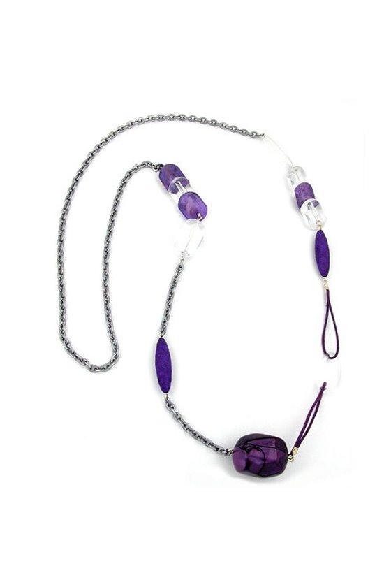 NECKLACE CORD & ANCHOR LILAC 90CM