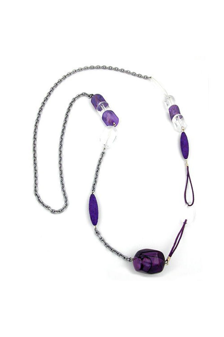 NECKLACE CORD & ANCHOR LILAC 90CM