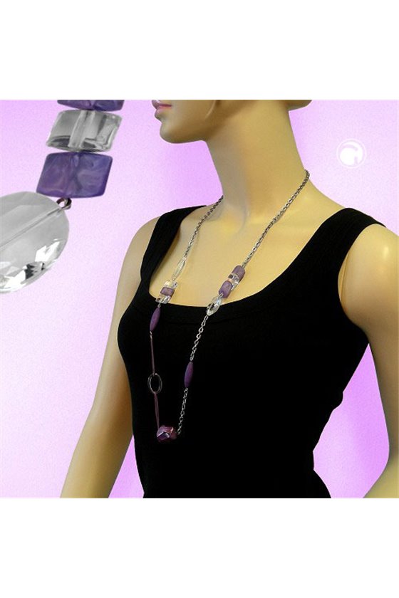 NECKLACE CORD & ANCHOR LILAC 90CM