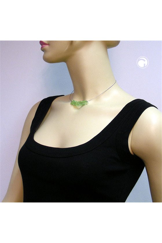 NECKLACE FLOWER BEADS GREEN TRANSPARENT