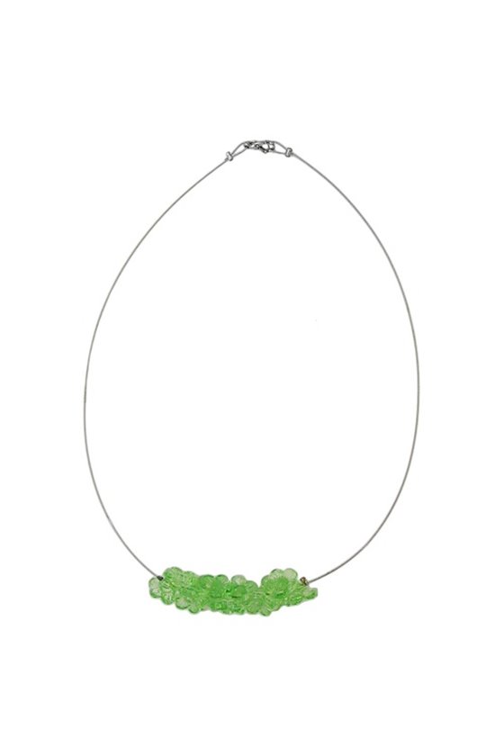 NECKLACE FLOWER BEADS GREEN TRANSPARENT