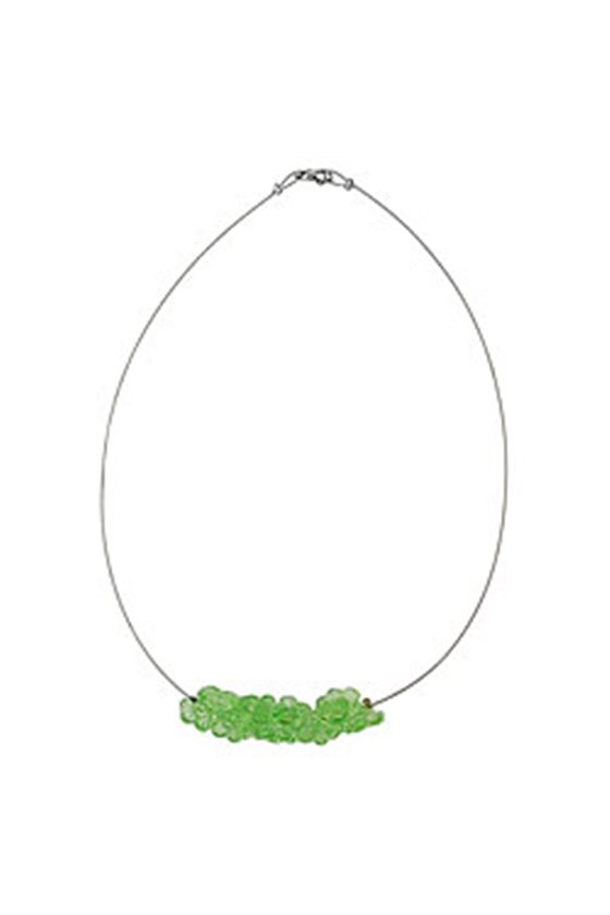 NECKLACE FLOWER BEADS GREEN TRANSPARENT