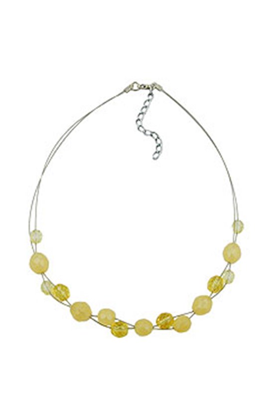 NECKLACE YELLOW GLASS BEADS ON COATED FLEXIBLE WIRE