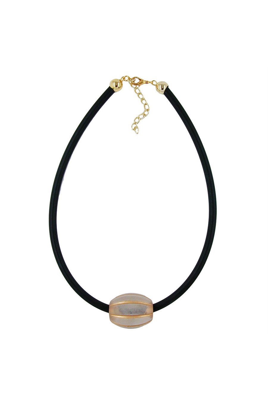 NECKLACE OLIVE SHAPED BEADS GROOVED