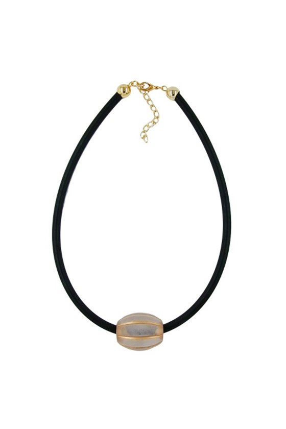 NECKLACE OLIVE SHAPED BEADS GROOVED