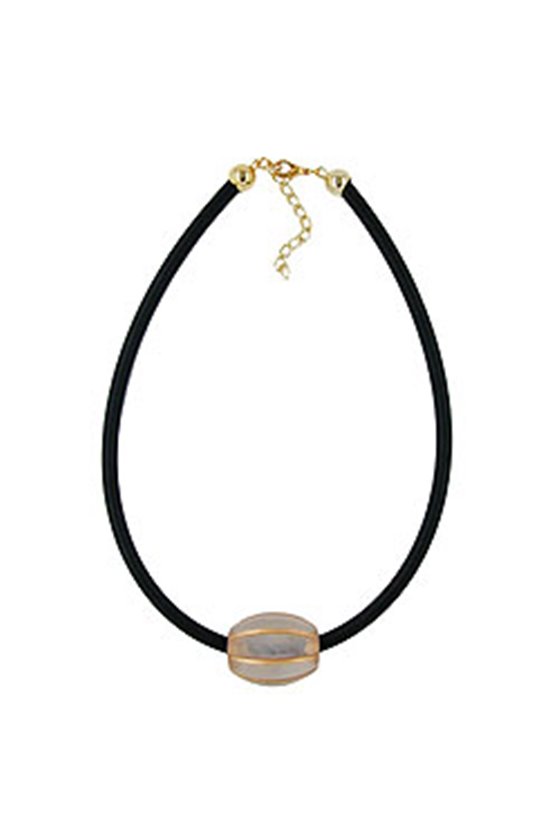 NECKLACE OLIVE SHAPED BEADS GROOVED