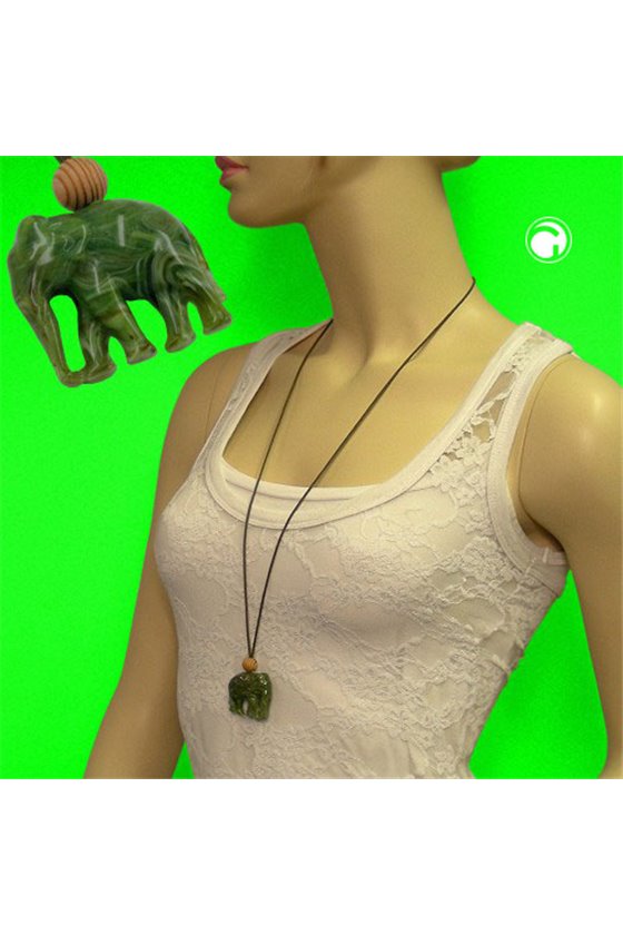 NECKLACE ELEPHANT OLIVE GREEN
