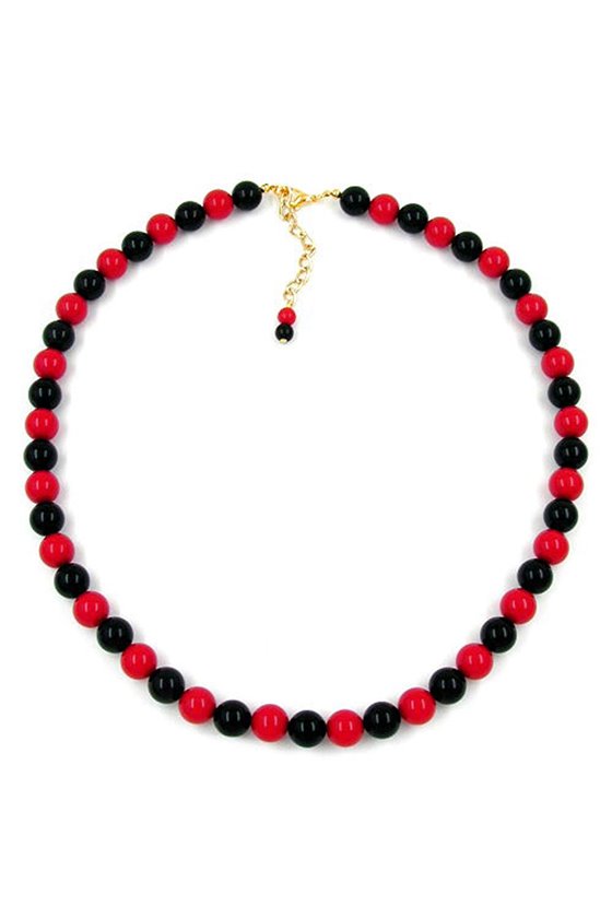 NECKLACE BEAD CHAIN BEADS 10MM RED-BLACK 50CM