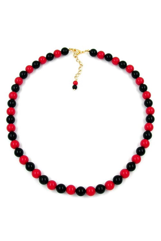 NECKLACE BEAD CHAIN BEADS 10MM RED-BLACK 50CM