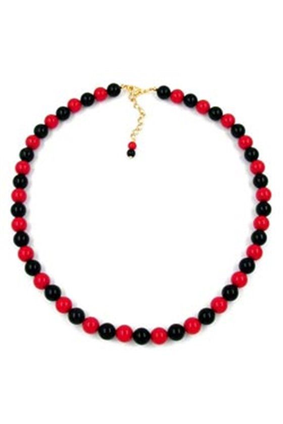 NECKLACE BEAD CHAIN BEADS 10MM RED-BLACK 50CM