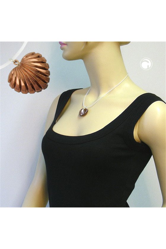 NECKLACE SEASHELL-HEART SHAPE COPPER-COLOURED