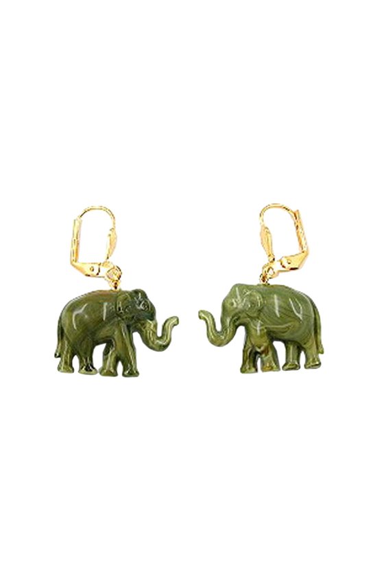 LEVERBACK EARRINGS MINI ELEPHANT OLIVE