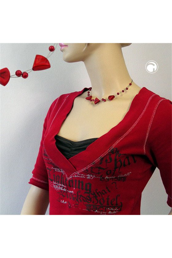 NECKLACE RED AND VARIOUS SHAPED BEADS