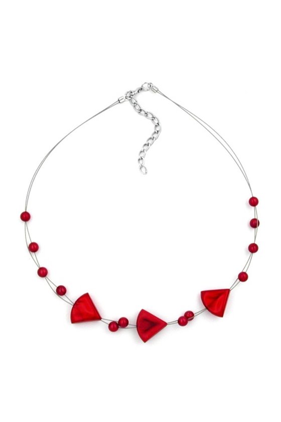 NECKLACE RED AND VARIOUS SHAPED BEADS