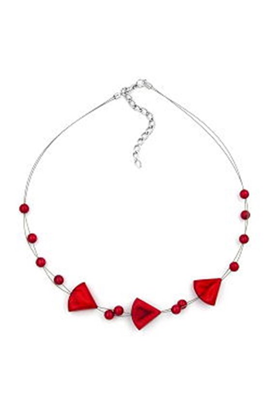 NECKLACE RED AND VARIOUS SHAPED BEADS