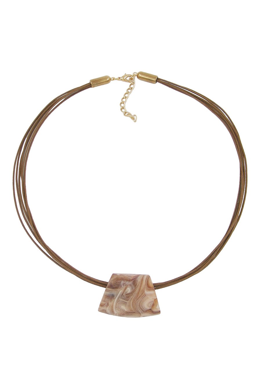 NECKLACE TRAPEZIUM BEIGE MARBLED 45CM